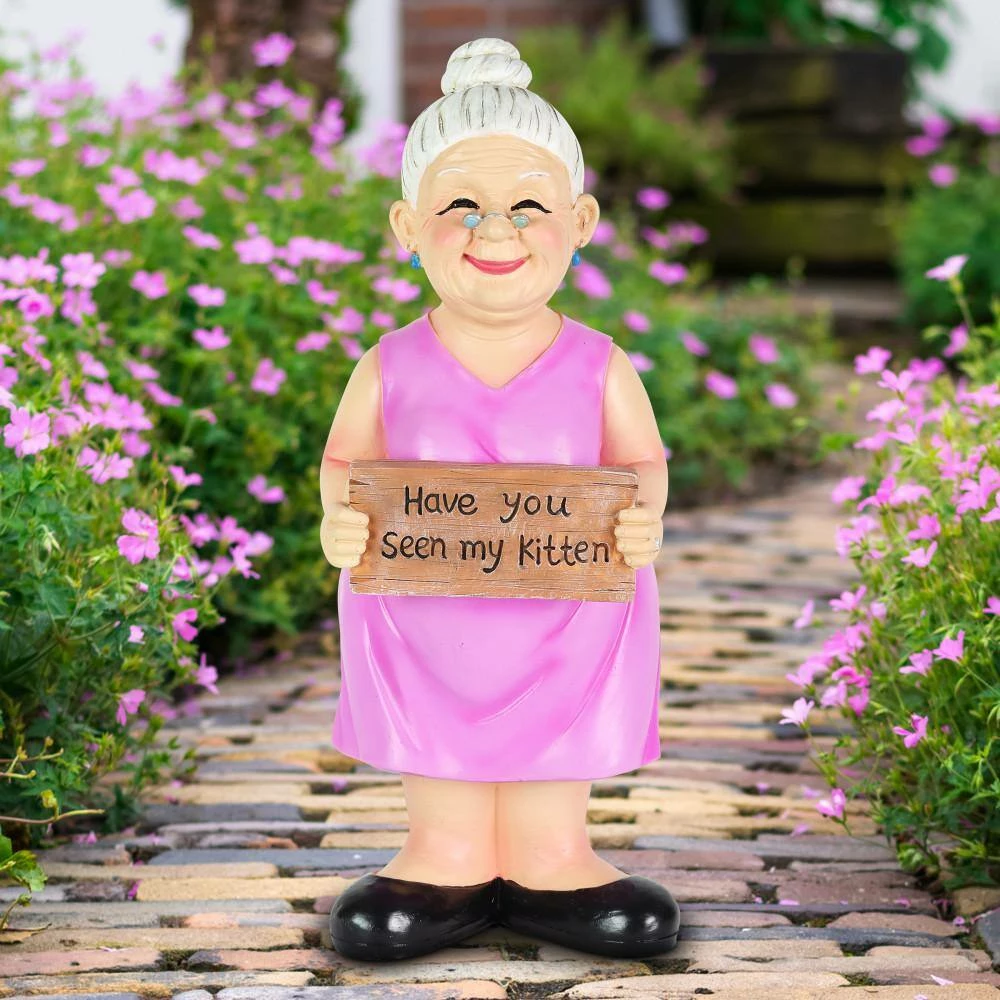 Exhart Old Lady with Have You Seen My Kitten Sign, 6 in. x 13.5 in. Garden Statue 11 Exhart Old Lady with Have You Seen My Kitten Sign, 6 in. x 13.5 in. Garden Statue - Image 9
