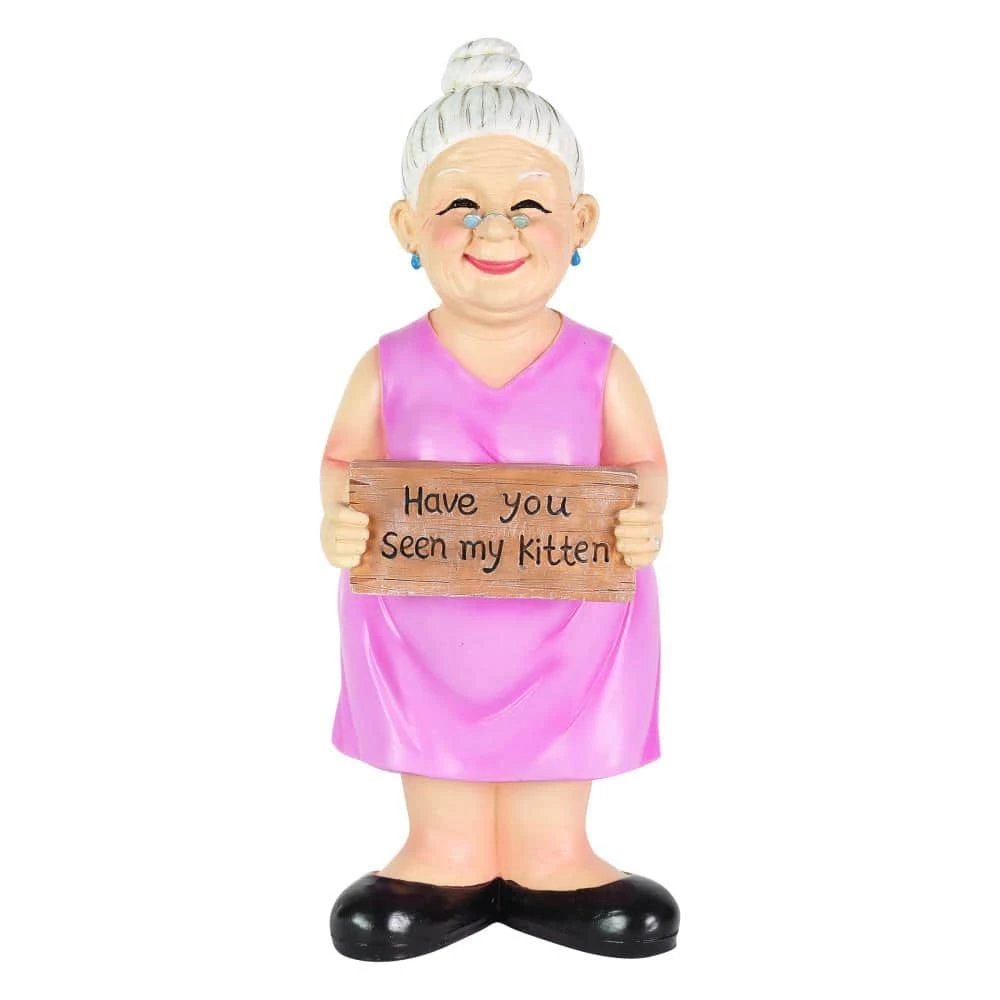 Exhart Old Lady with Have You Seen My Kitten Sign, 6 in. x 13.5 in. Garden Statue 3 Exhart Old Lady with Have You Seen My Kitten Sign, 6 in. x 13.5 in. Garden Statue
