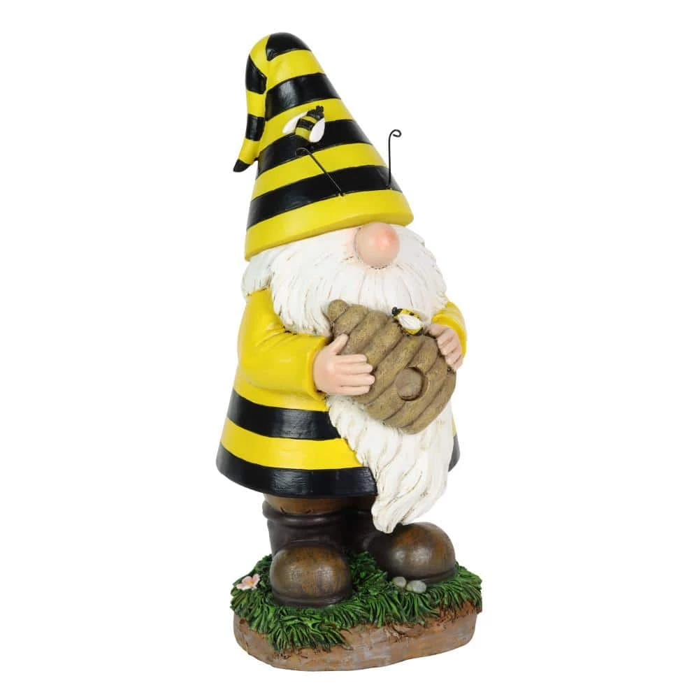 Exhart Solar Beekeeper with Bee Hive, 5.5 in. x 12.5 in. Gnome Garden Statue 8 Exhart Solar Beekeeper with Bee Hive, 5.5 in. x 12.5 in. Gnome Garden Statue - Image 6