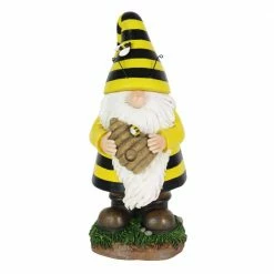 Exhart Solar Beekeeper with Bee Hive, 5.5 in. x 12.5 in. Gnome Garden Statue