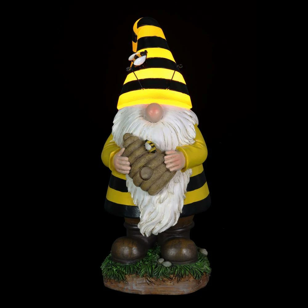Exhart Solar Beekeeper with Bee Hive, 5.5 in. x 12.5 in. Gnome Garden Statue 10 Exhart Solar Beekeeper with Bee Hive, 5.5 in. x 12.5 in. Gnome Garden Statue - Image 8
