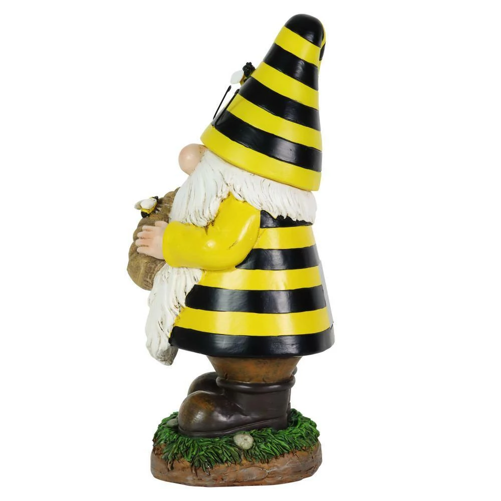 Exhart Solar Beekeeper with Bee Hive, 5.5 in. x 12.5 in. Gnome Garden Statue 4 Exhart Solar Beekeeper with Bee Hive, 5.5 in. x 12.5 in. Gnome Garden Statue - Image 2