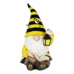 Exhart Solar Beekeeper with Book and Lantern, 5.5 in. x 9.5 in. Gnome Garden Statue
