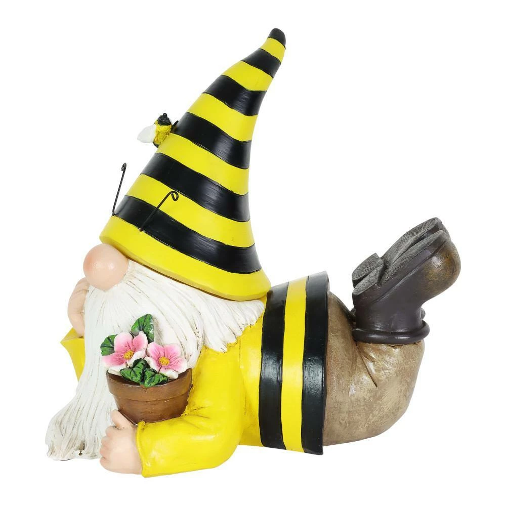 Exhart Solar Beekeeper with Flower Pot, 5.5 in. x 8.5 in. Gnome Garden Statue 4 Exhart Solar Beekeeper with Flower Pot, 5.5 in. x 8.5 in. Gnome Garden Statue - Image 2