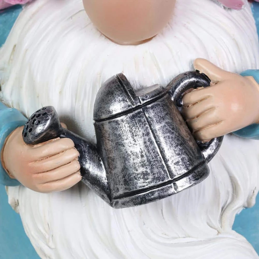 Exhart Solar Glow Nose with a Pink Flower Hat and Watering Can, 5 in. x 7.5 in. Gnome Garden Statue 8 Exhart Solar Glow Nose with a Pink Flower Hat and Watering Can, 5 in. x 7.5 in. Gnome Garden Statue - Image 6