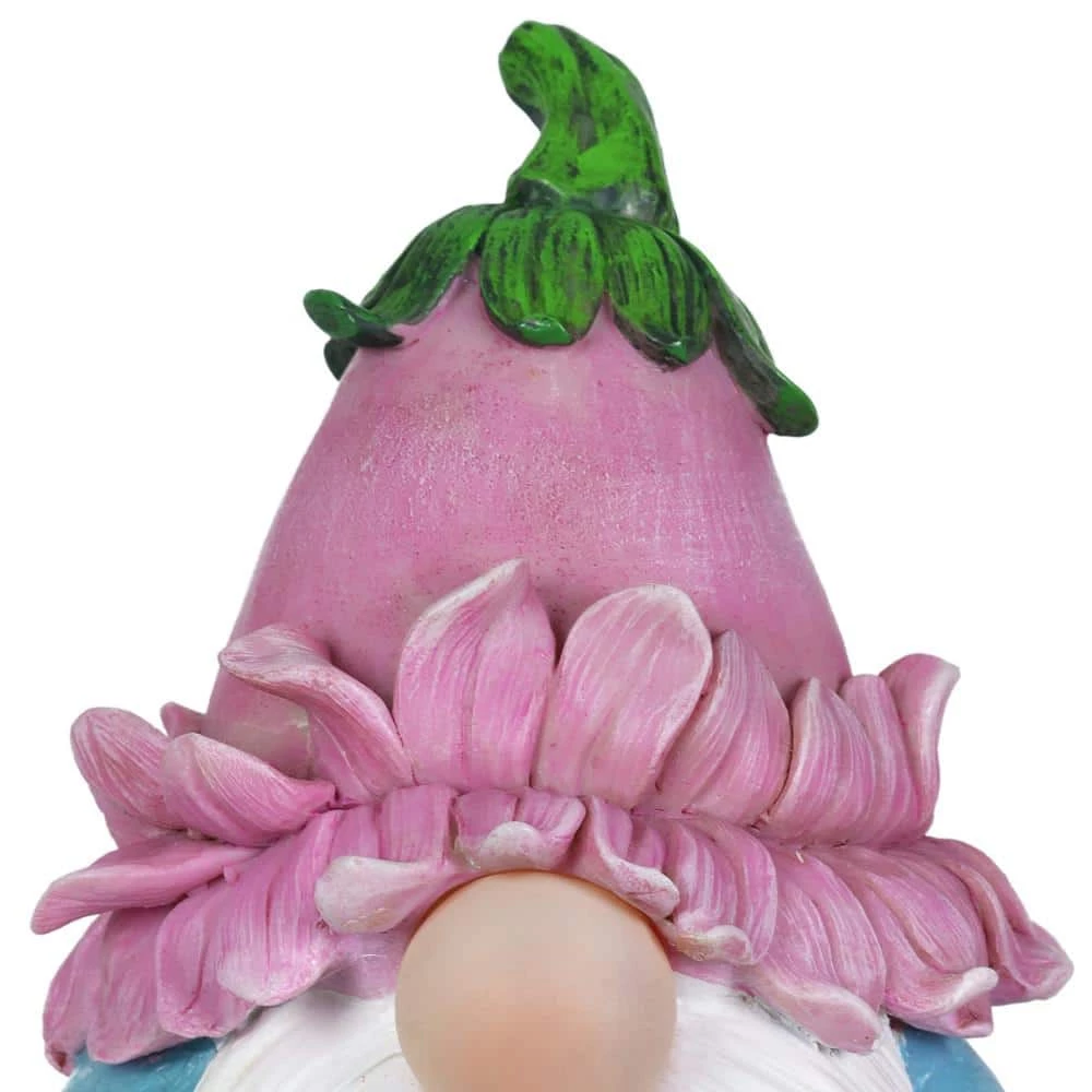 Exhart Solar Glow Nose with a Pink Flower Hat and Watering Can, 5 in. x 7.5 in. Gnome Garden Statue 6 Exhart Solar Glow Nose with a Pink Flower Hat and Watering Can, 5 in. x 7.5 in. Gnome Garden Statue - Image 4