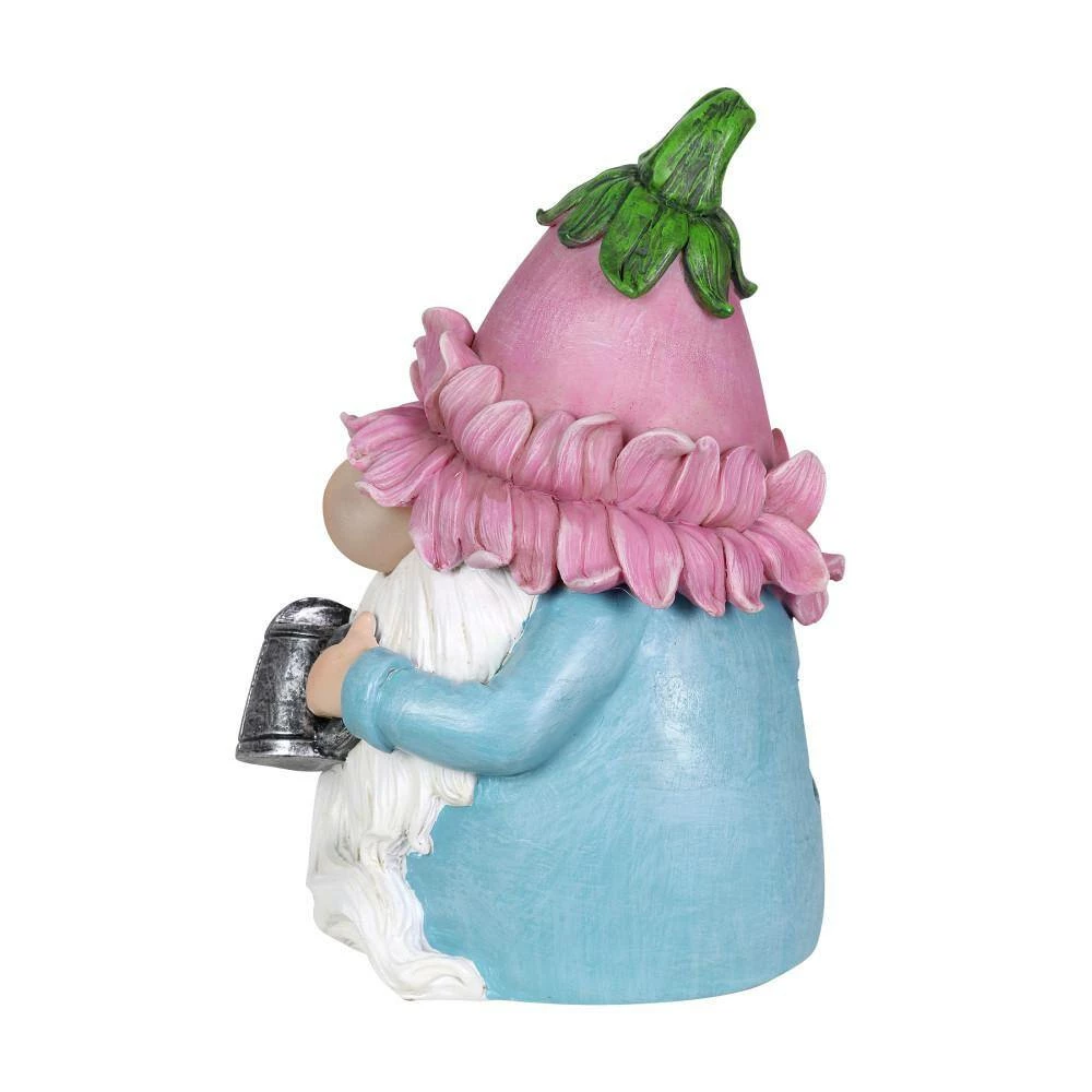 Exhart Solar Glow Nose with a Pink Flower Hat and Watering Can, 5 in. x 7.5 in. Gnome Garden Statue 4 Exhart Solar Glow Nose with a Pink Flower Hat and Watering Can, 5 in. x 7.5 in. Gnome Garden Statue - Image 2