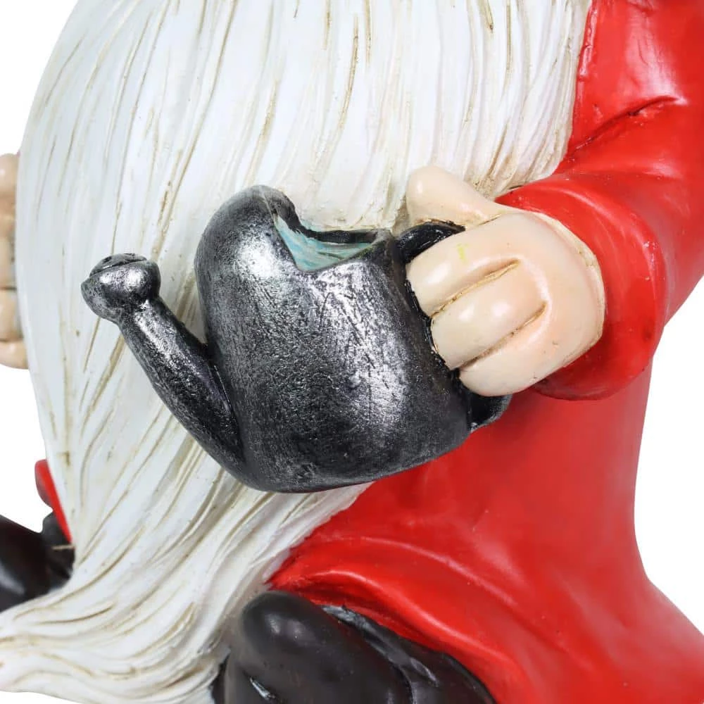 Exhart Hand Painted Green Leaf Hat with a Watering Can, 5.5 in. x 10.5 in. Gnome Garden Statue 4 Exhart Hand Painted Green Leaf Hat with a Watering Can, 5.5 in. x 10.5 in. Gnome Garden Statue - Image 2