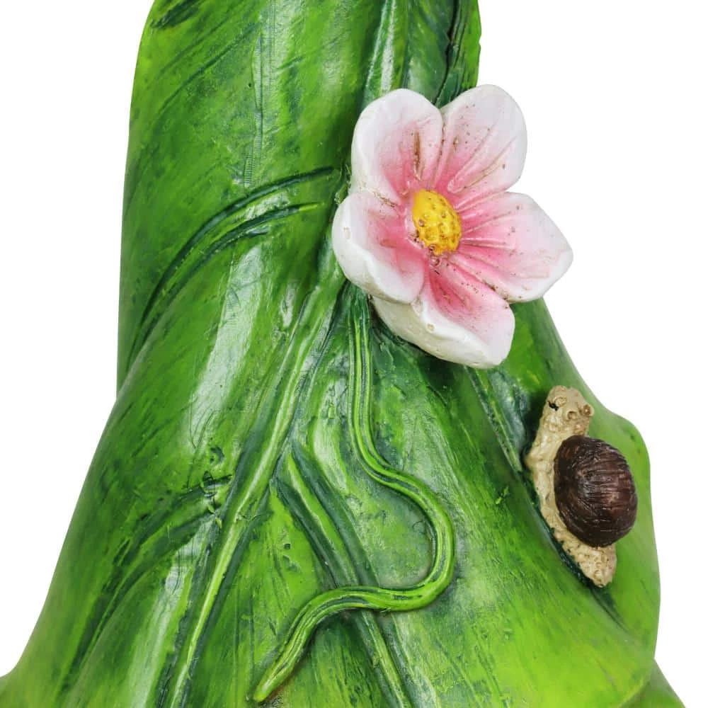 Exhart Hand Painted Green Leaf Hat with a Mushroom Basket, 5.5 in. x 10.5 in. Gnome Garden Statue 5 Exhart Hand Painted Green Leaf Hat with a Mushroom Basket, 5.5 in. x 10.5 in. Gnome Garden Statue - Image 3