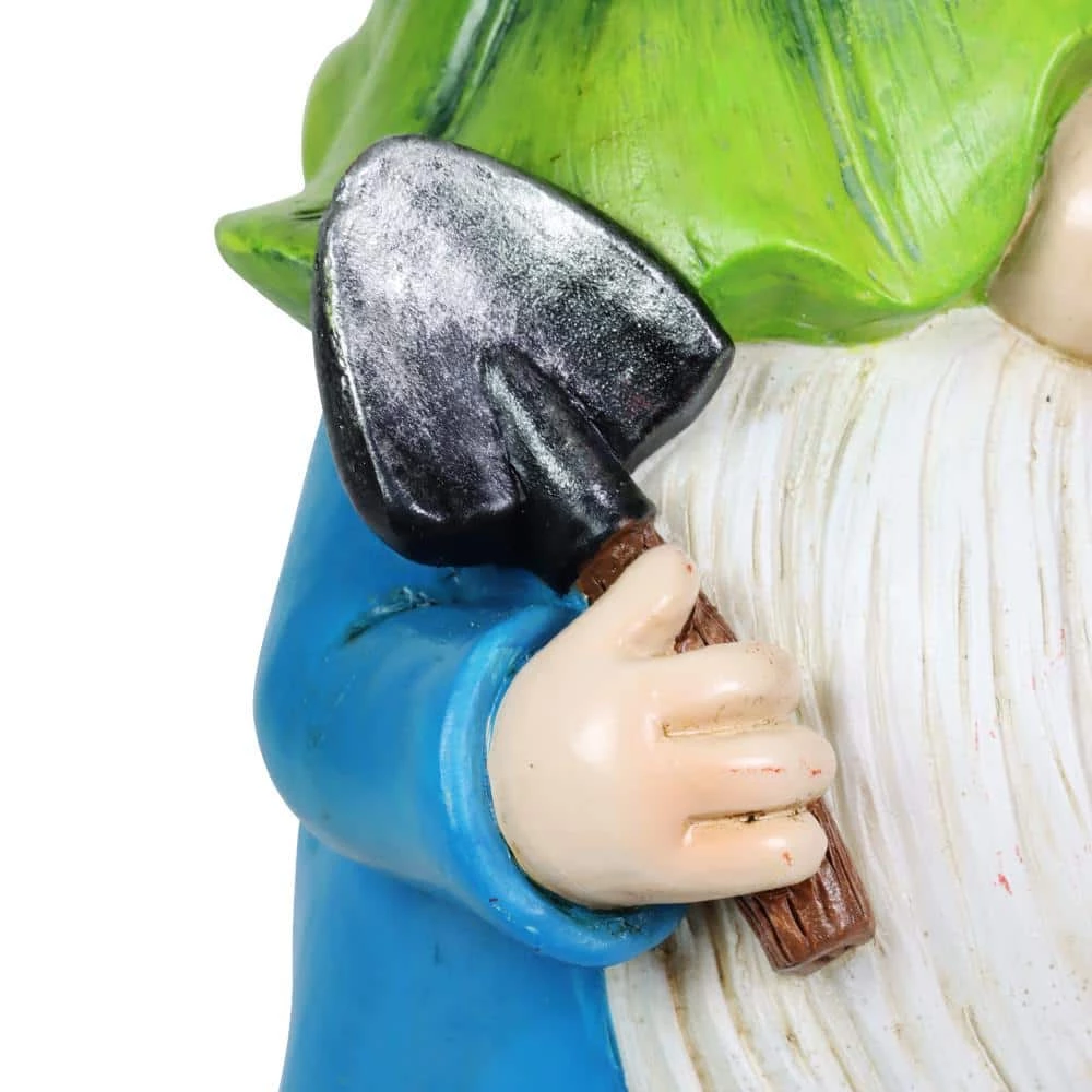 Exhart Hand Painted Green Leaf Hat with a Mushroom Basket, 5.5 in. x 10.5 in. Gnome Garden Statue 4 Exhart Hand Painted Green Leaf Hat with a Mushroom Basket, 5.5 in. x 10.5 in. Gnome Garden Statue - Image 2