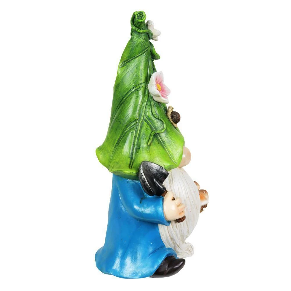 Exhart Hand Painted Green Leaf Hat with a Mushroom Basket, 5.5 in. x 10.5 in. Gnome Garden Statue 8 Exhart Hand Painted Green Leaf Hat with a Mushroom Basket, 5.5 in. x 10.5 in. Gnome Garden Statue - Image 6