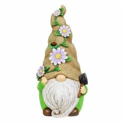 Exhart Hand Painted Burlap Hat with a Spade Sign, 6 in. x 10.5 in. Gnome Garden Statue