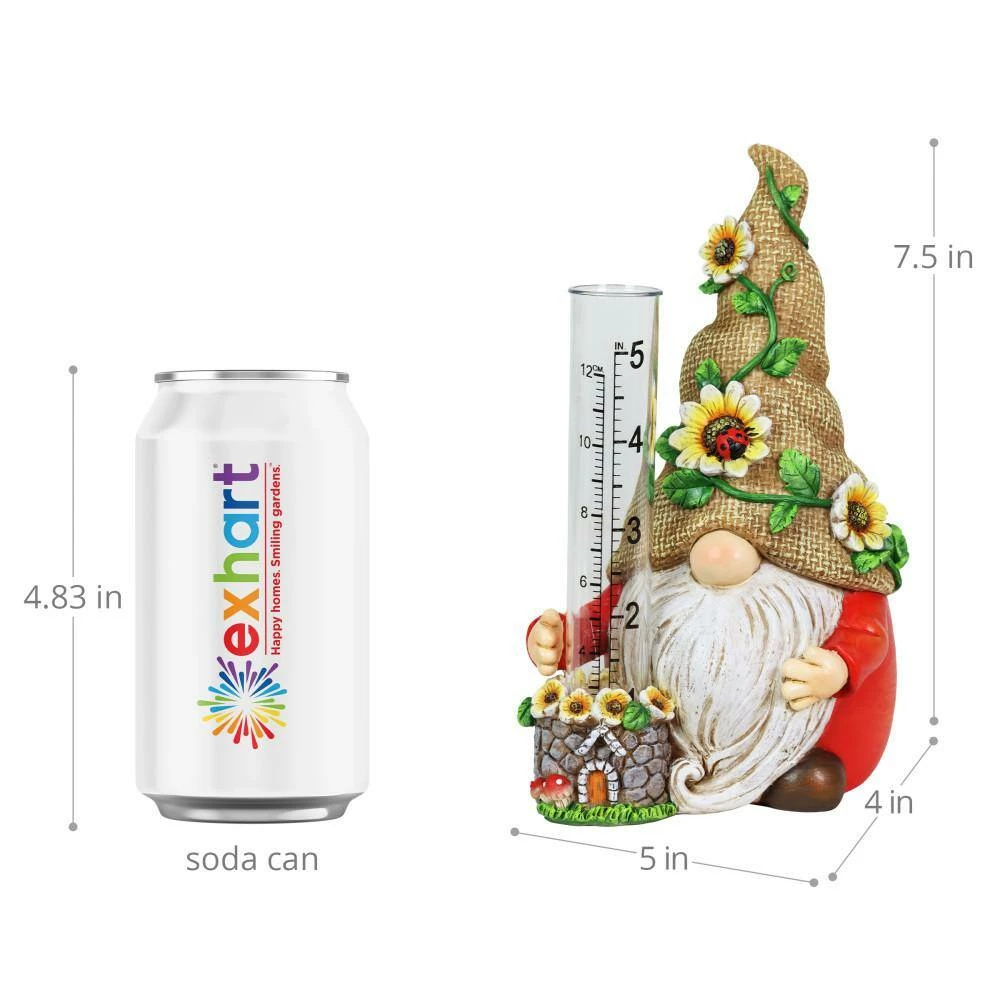 Exhart Hand Painted Burlap Hat with a Rain Gauge, 5 in. x 7.5 in. Gnome Garden Statue 8 Exhart Hand Painted Burlap Hat with a Rain Gauge, 5 in. x 7.5 in. Gnome Garden Statue - Image 6