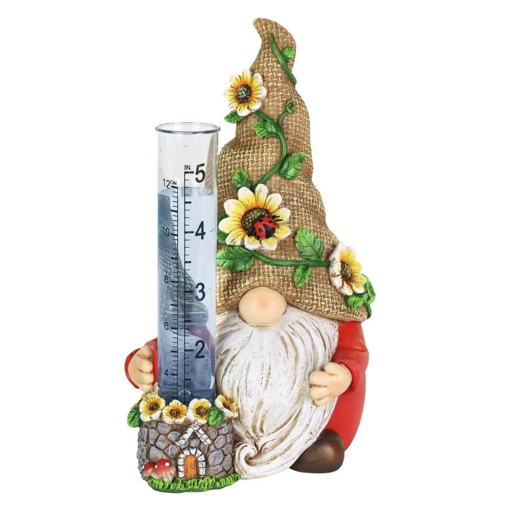 Exhart Hand Painted Burlap Hat with a Rain Gauge, 5 in. x 7.5 in. Gnome Garden Statue 3 Exhart Hand Painted Burlap Hat with a Rain Gauge, 5 in. x 7.5 in. Gnome Garden Statue