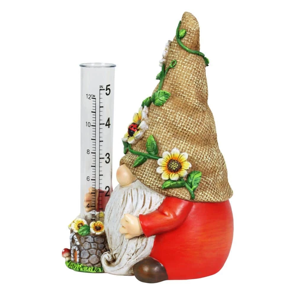 Exhart Hand Painted Burlap Hat with a Rain Gauge, 5 in. x 7.5 in. Gnome Garden Statue 4 Exhart Hand Painted Burlap Hat with a Rain Gauge, 5 in. x 7.5 in. Gnome Garden Statue - Image 2