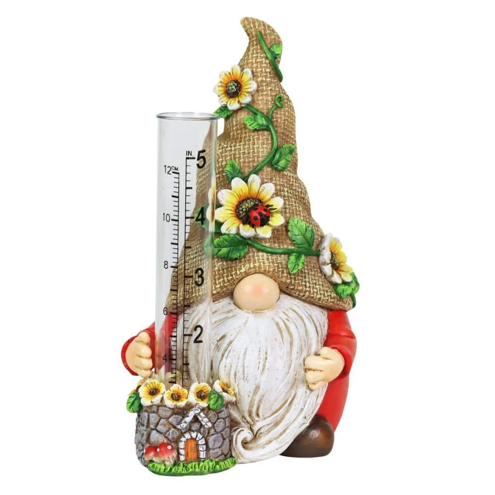 Exhart Hand Painted Burlap Hat with a Rain Gauge, 5 in. x 7.5 in. Gnome Garden Statue 9 Exhart Hand Painted Burlap Hat with a Rain Gauge, 5 in. x 7.5 in. Gnome Garden Statue - Image 7