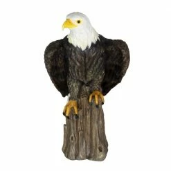 Exhart Bald Eagle on a Log, 10.5 in. x 19.5 in. Garden Statue