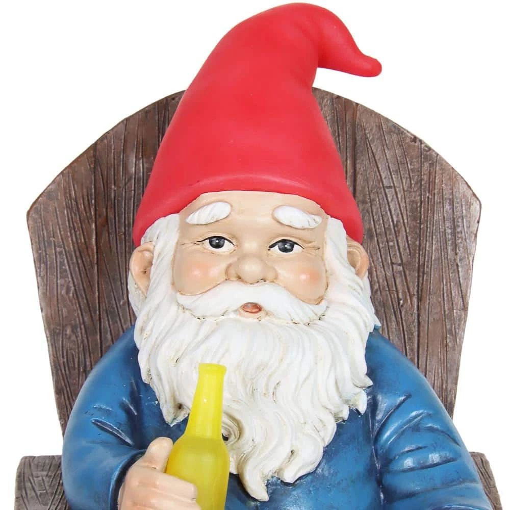 Exhart Solar Hand Painted Drinking in Adirondack Chair, 8.5 in. x 10.5 in. Gnome Garden Statue 6 Exhart Solar Hand Painted Drinking in Adirondack Chair, 8.5 in. x 10.5 in. Gnome Garden Statue - Image 4