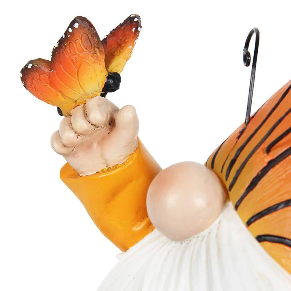 Exhart Solar Hand Painted Monarch Butterfly Hat, 6 in. x 9 in. Gnome Garden Statue 8 Exhart Solar Hand Painted Monarch Butterfly Hat, 6 in. x 9 in. Gnome Garden Statue - Image 6