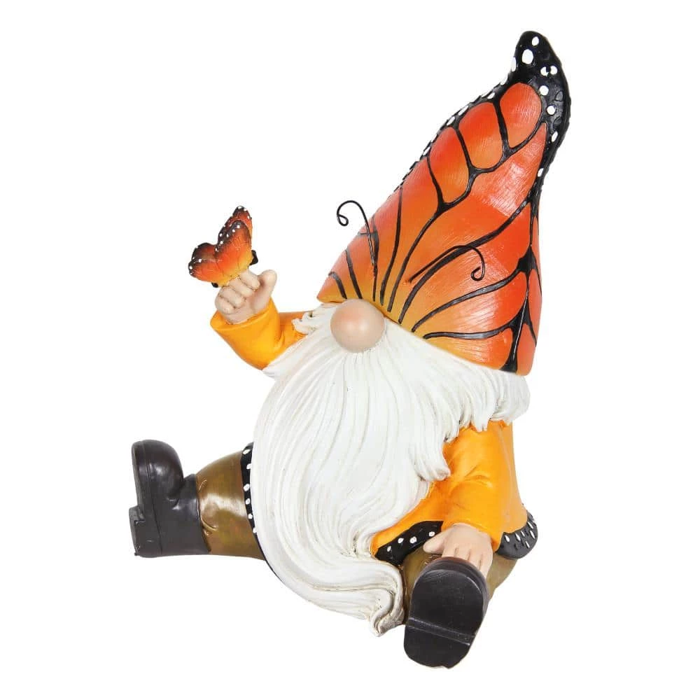 Exhart Solar Hand Painted Monarch Butterfly Hat, 6 in. x 9 in. Gnome Garden Statue 9 Exhart Solar Hand Painted Monarch Butterfly Hat, 6 in. x 9 in. Gnome Garden Statue - Image 7