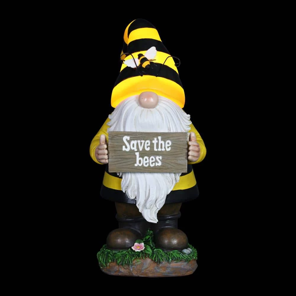 Exhart 6 in. x 13 in. Solar Beekeeper with Save the Bees Sign, Gnome Garden Statue 8 Exhart 6 in. x 13 in. Solar Beekeeper with Save the Bees Sign, Gnome Garden Statue - Image 6