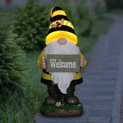 Exhart 6 in. x 13 in. Solar Beekeeper with Welcome Sign, Gnome Garden Statue 17 Exhart 6 in. x 13 in. Solar Beekeeper with Welcome Sign, Gnome Garden Statue -Cheap Good Directions Store exhart garden statues 72668 rs 31 1000