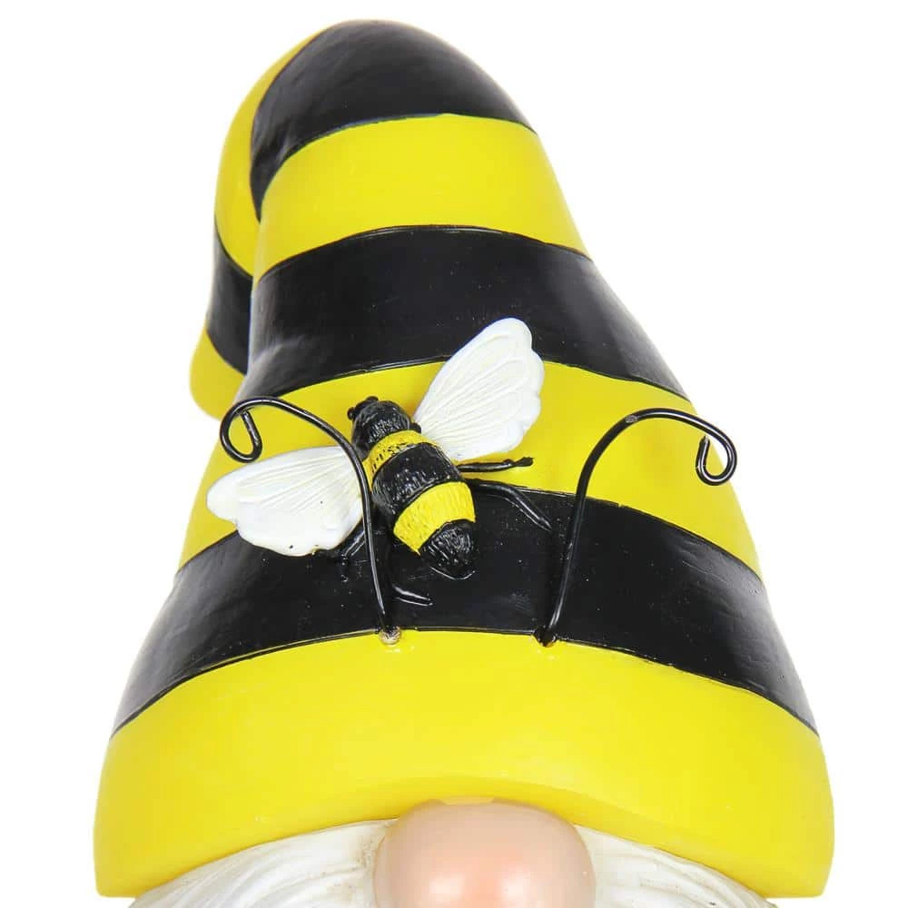 Exhart 6 in. x 13 in. Solar Beekeeper with Welcome Sign, Gnome Garden Statue 5 Exhart 6 in. x 13 in. Solar Beekeeper with Welcome Sign, Gnome Garden Statue - Image 3
