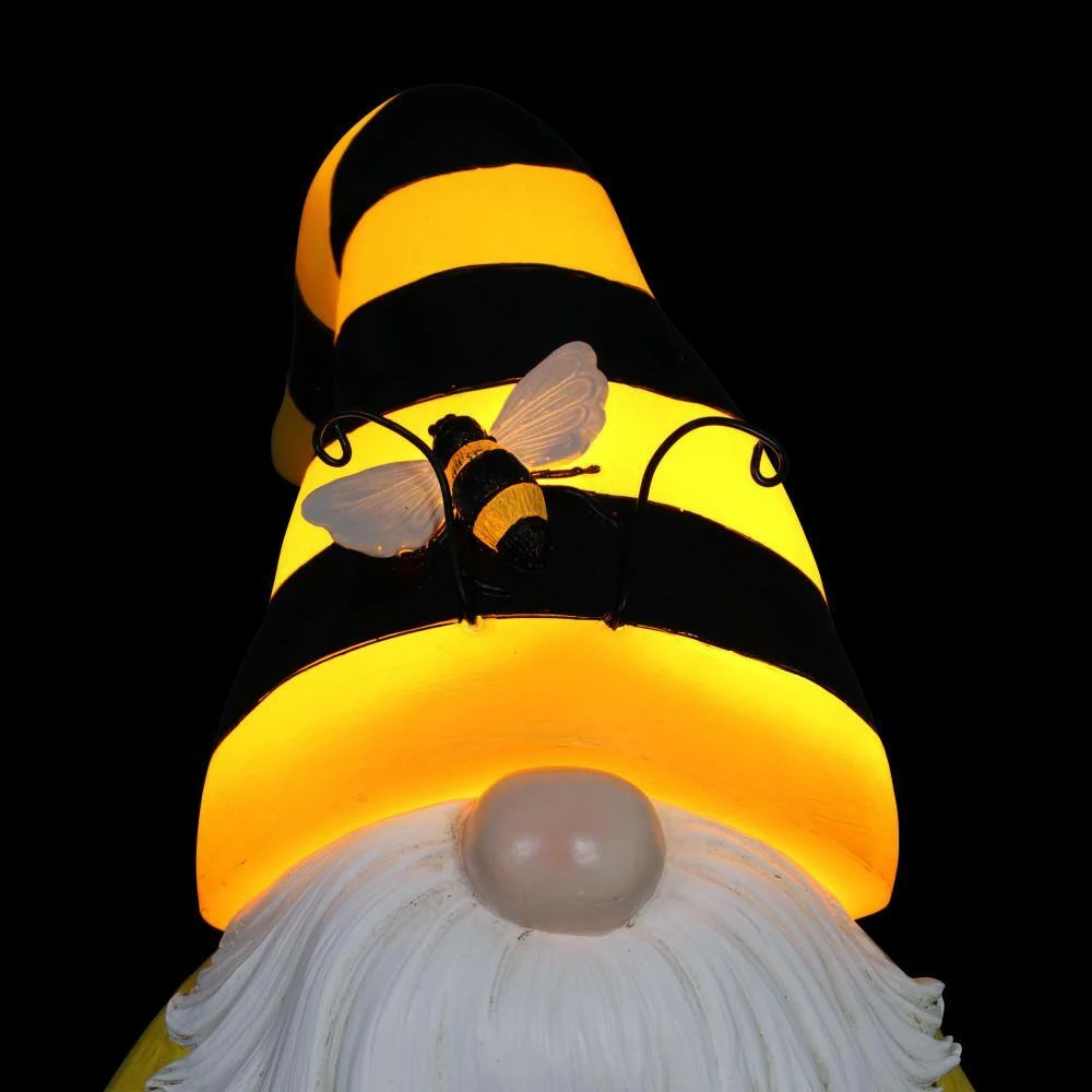 Exhart 6 in. x 13 in. Solar Beekeeper with Welcome Sign, Gnome Garden Statue 8 Exhart 6 in. x 13 in. Solar Beekeeper with Welcome Sign, Gnome Garden Statue - Image 6