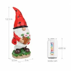Exhart 5 in. in. x 12.5 in. Solar Ladybug Hat with Pink Flower Pot, Gnome Garden Statue 13 Exhart 5 in. in. x 12.5 in. Solar Ladybug Hat with Pink Flower Pot, Gnome Garden Statue -Cheap Good Directions Store exhart garden statues 72671 rs 1f 1000