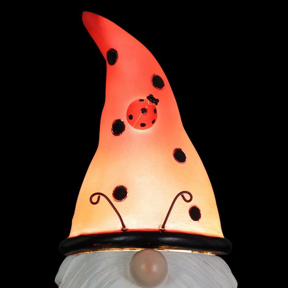 Exhart 5 in. in. x 12.5 in. Solar Ladybug Hat with Pink Flower Pot, Gnome Garden Statue 9 Exhart 5 in. in. x 12.5 in. Solar Ladybug Hat with Pink Flower Pot, Gnome Garden Statue - Image 7