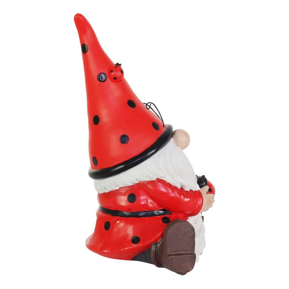 Exhart 5.5 in. x 9.5 in. Solar Ladybug Hat with Ladybug, Gnome Garden Statue 4 Exhart 5.5 in. x 9.5 in. Solar Ladybug Hat with Ladybug, Gnome Garden Statue - Image 2