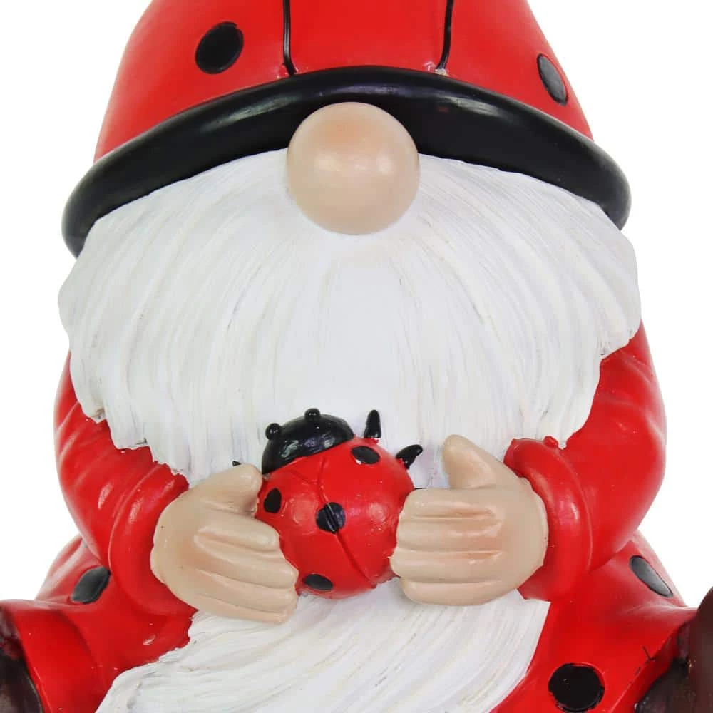 Exhart 5.5 in. x 9.5 in. Solar Ladybug Hat with Ladybug, Gnome Garden Statue 6 Exhart 5.5 in. x 9.5 in. Solar Ladybug Hat with Ladybug, Gnome Garden Statue - Image 4