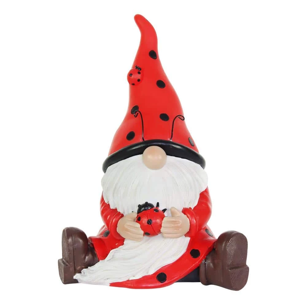 Exhart 5.5 in. x 9.5 in. Solar Ladybug Hat with Ladybug, Gnome Garden Statue 3 Exhart 5.5 in. x 9.5 in. Solar Ladybug Hat with Ladybug, Gnome Garden Statue