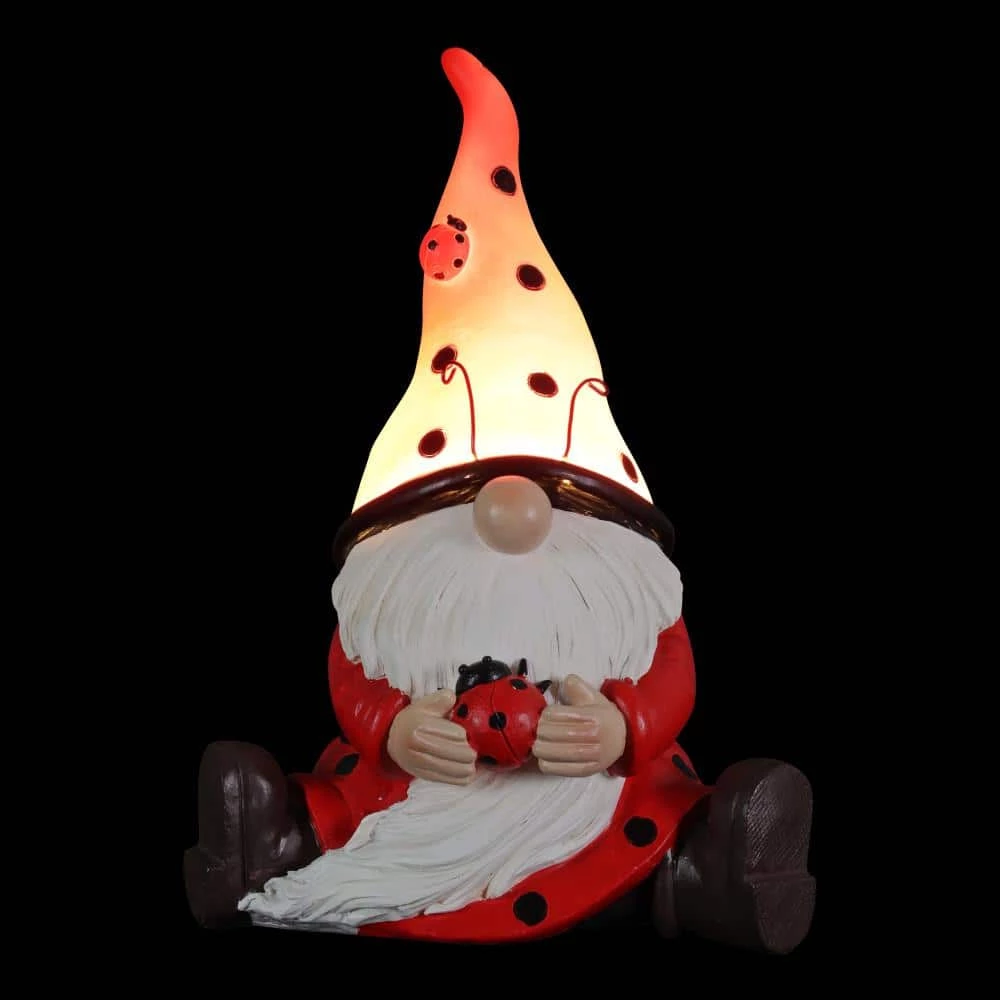 Exhart 5.5 in. x 9.5 in. Solar Ladybug Hat with Ladybug, Gnome Garden Statue 10 Exhart 5.5 in. x 9.5 in. Solar Ladybug Hat with Ladybug, Gnome Garden Statue - Image 8