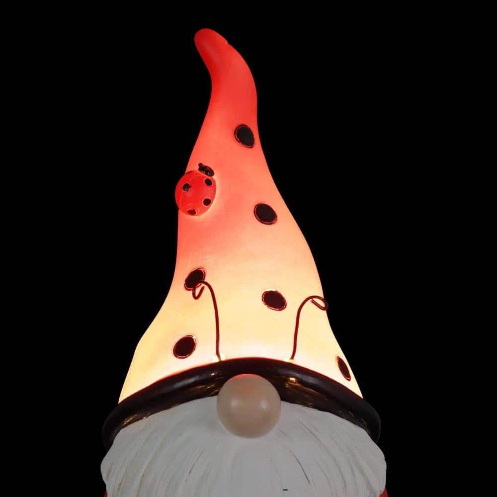 Exhart 5.5 in. x 9.5 in. Solar Ladybug Hat with Ladybug, Gnome Garden Statue 9 Exhart 5.5 in. x 9.5 in. Solar Ladybug Hat with Ladybug, Gnome Garden Statue - Image 7