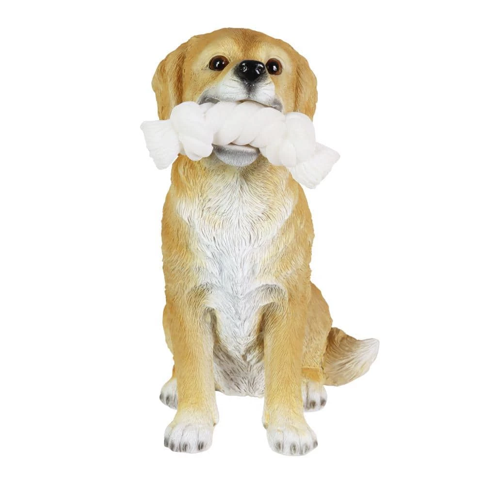 Exhart Solar Golden Retriever with LED Rope Toy 8 in. x 14 in. Garden Statue 8 Exhart Solar Golden Retriever with LED Rope Toy 8 in. x 14 in. Garden Statue - Image 6