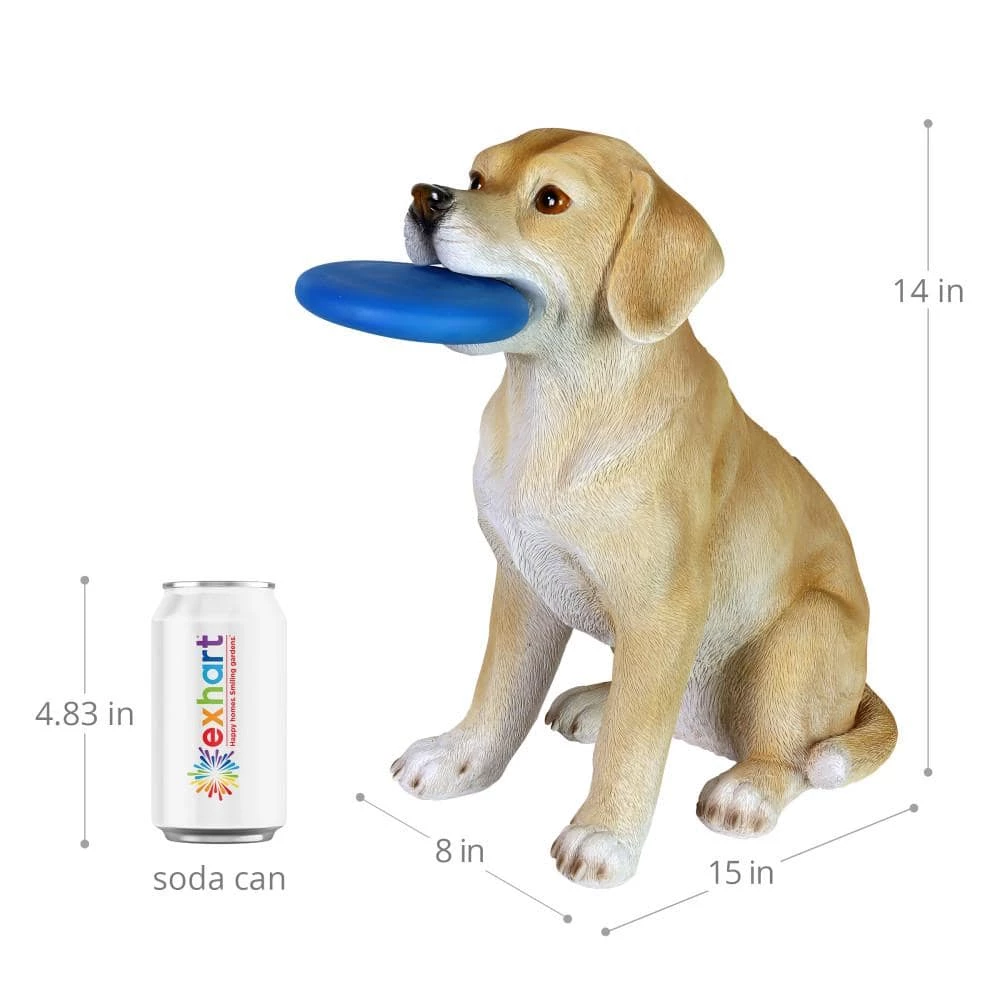 Exhart Solar Labrador Retriever Dog with LED Frisbee, 14 in. tall Garden Statue 7 Exhart Solar Labrador Retriever Dog with LED Frisbee, 14 in. tall Garden Statue - Image 5