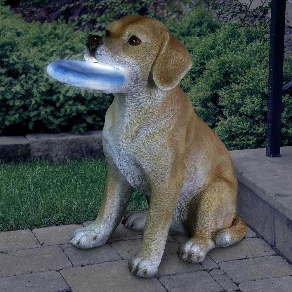 Exhart Solar Labrador Retriever Dog with LED Frisbee, 14 in. tall Garden Statue 11 Exhart Solar Labrador Retriever Dog with LED Frisbee, 14 in. tall Garden Statue - Image 9