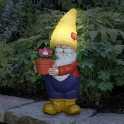 Exhart 6 in. x 13 in. Solar Yellow Hat With Flower Pot, Gnome Garden Statue 19 Exhart 6 in. x 13 in. Solar Yellow Hat With Flower Pot, Gnome Garden Statue -Cheap Good Directions Store exhart garden statues 72685 rs 31 1000