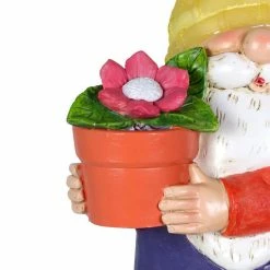 Exhart 6 in. x 13 in. Solar Yellow Hat With Flower Pot, Gnome Garden Statue 14 Exhart 6 in. x 13 in. Solar Yellow Hat With Flower Pot, Gnome Garden Statue -Cheap Good Directions Store exhart garden statues 72685 rs 4f 1000