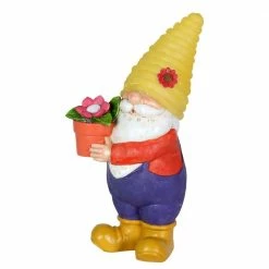 Exhart 6 in. x 13 in. Solar Yellow Hat With Flower Pot, Gnome Garden Statue 17 Exhart 6 in. x 13 in. Solar Yellow Hat With Flower Pot, Gnome Garden Statue -Cheap Good Directions Store exhart garden statues 72685 rs fa 1000