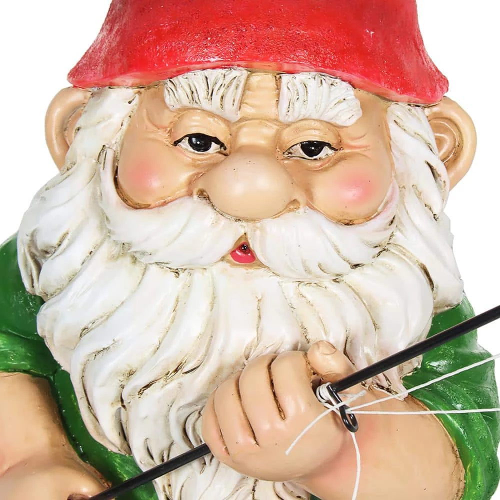 Exhart Hand Painted Fishing on Mushroom Stool with a Water Bucket, 7.5 in. x 13 in. Gnome Garden Statue 4 Exhart Hand Painted Fishing on Mushroom Stool with a Water Bucket, 7.5 in. x 13 in. Gnome Garden Statue - Image 2