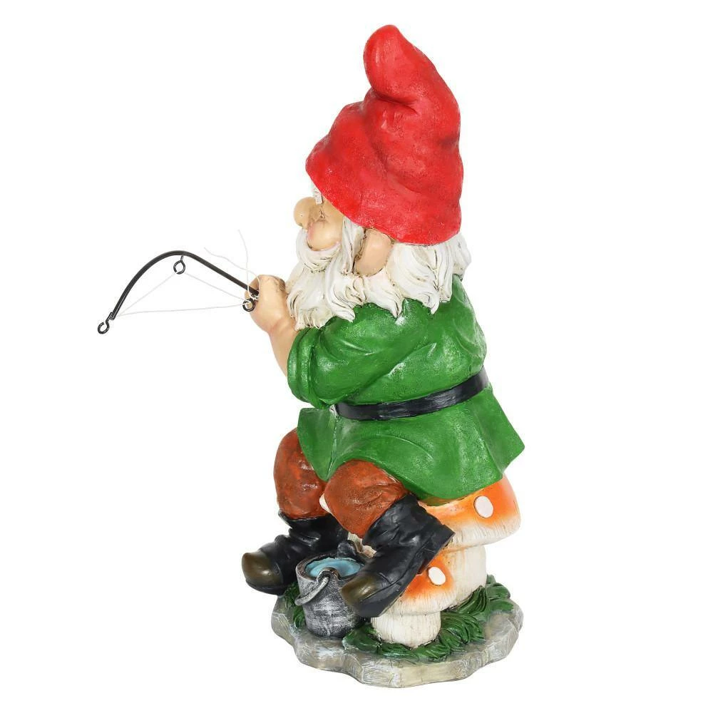 Exhart Hand Painted Fishing on Mushroom Stool with a Water Bucket, 7.5 in. x 13 in. Gnome Garden Statue 8 Exhart Hand Painted Fishing on Mushroom Stool with a Water Bucket, 7.5 in. x 13 in. Gnome Garden Statue - Image 6
