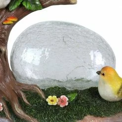 Exhart 10.5 in. x 9 in. Solar Enchanted Crackle Glass Orb with Birds on a Tree Stump Garden Statue 16 Exhart 10.5 in. x 9 in. Solar Enchanted Crackle Glass Orb with Birds on a Tree Stump Garden Statue -Cheap Good Directions Store exhart garden statues 72701 rs 4f 1000
