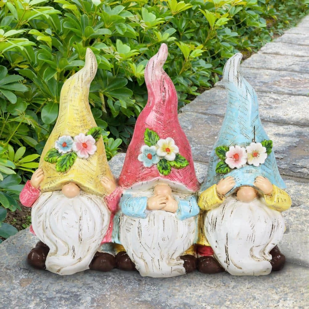 Exhart Pastel Hear No, Speak No, See No Evil, 7.5 in. x 6.5 in. Gnomes Garden Statue 10 Exhart Pastel Hear No, Speak No, See No Evil, 7.5 in. x 6.5 in. Gnomes Garden Statue - Image 8
