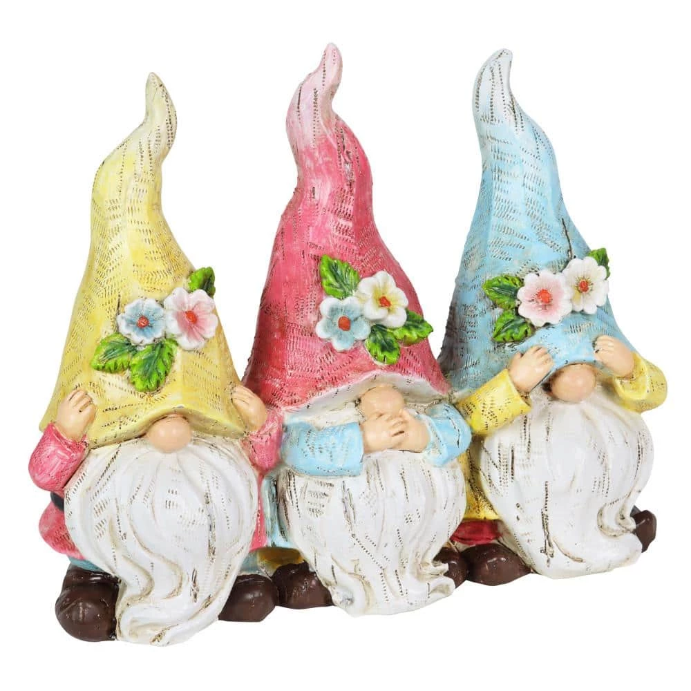 Exhart Pastel Hear No, Speak No, See No Evil, 7.5 in. x 6.5 in. Gnomes Garden Statue 7 Exhart Pastel Hear No, Speak No, See No Evil, 7.5 in. x 6.5 in. Gnomes Garden Statue - Image 5