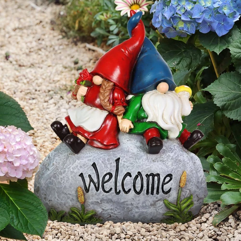 Exhart Couple on a Garden Welcome Stone, 8.5 in. Gnomes Garden Statue 11 Exhart Couple on a Garden Welcome Stone, 8.5 in. Gnomes Garden Statue - Image 9