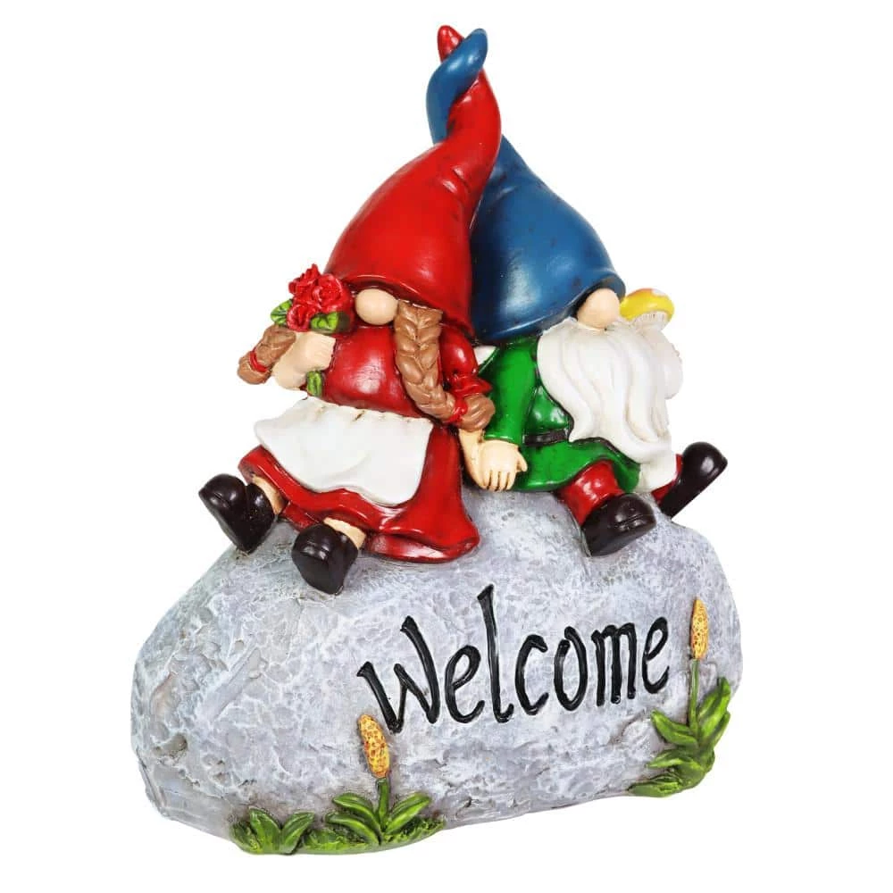Exhart Couple on a Garden Welcome Stone, 8.5 in. Gnomes Garden Statue 10 Exhart Couple on a Garden Welcome Stone, 8.5 in. Gnomes Garden Statue - Image 8
