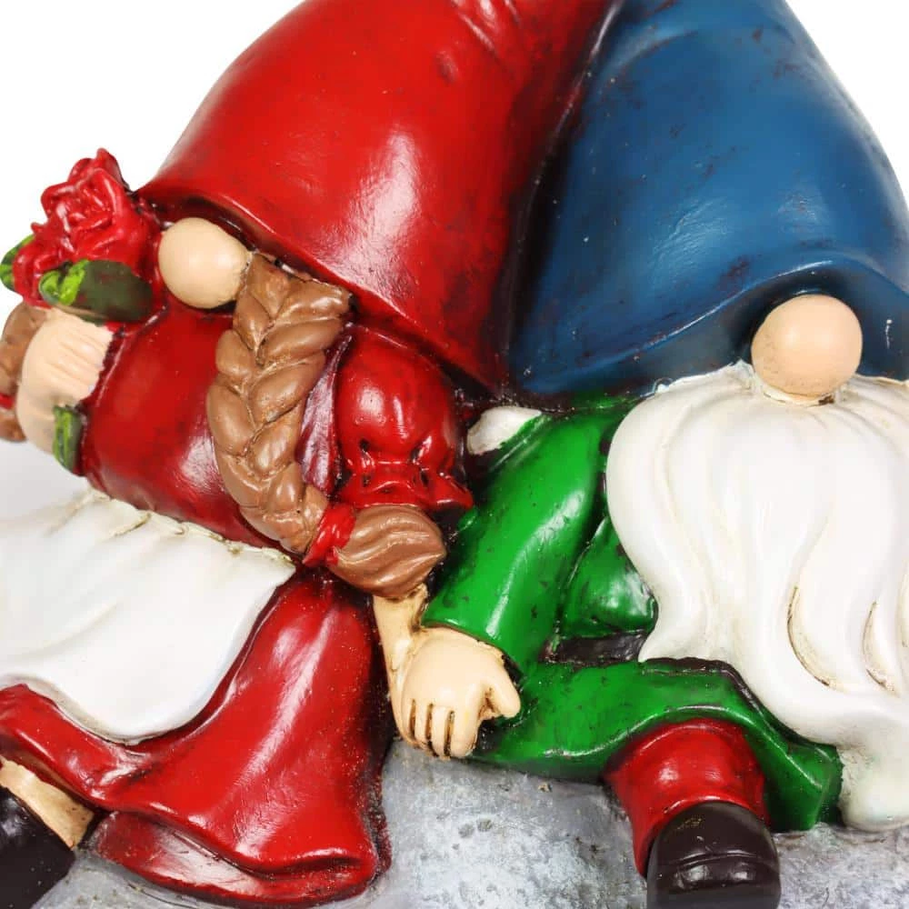 Exhart Couple on a Garden Welcome Stone, 8.5 in. Gnomes Garden Statue 5 Exhart Couple on a Garden Welcome Stone, 8.5 in. Gnomes Garden Statue - Image 3