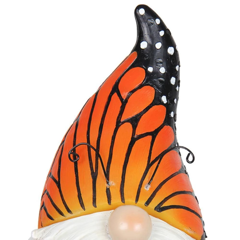 Exhart 6 in. x 12.5 in. Solar Monarch Butterfly Hat with Watering Can Statue, Gnome Garden Statue 7 Exhart 6 in. x 12.5 in. Solar Monarch Butterfly Hat with Watering Can Statue, Gnome Garden Statue - Image 5